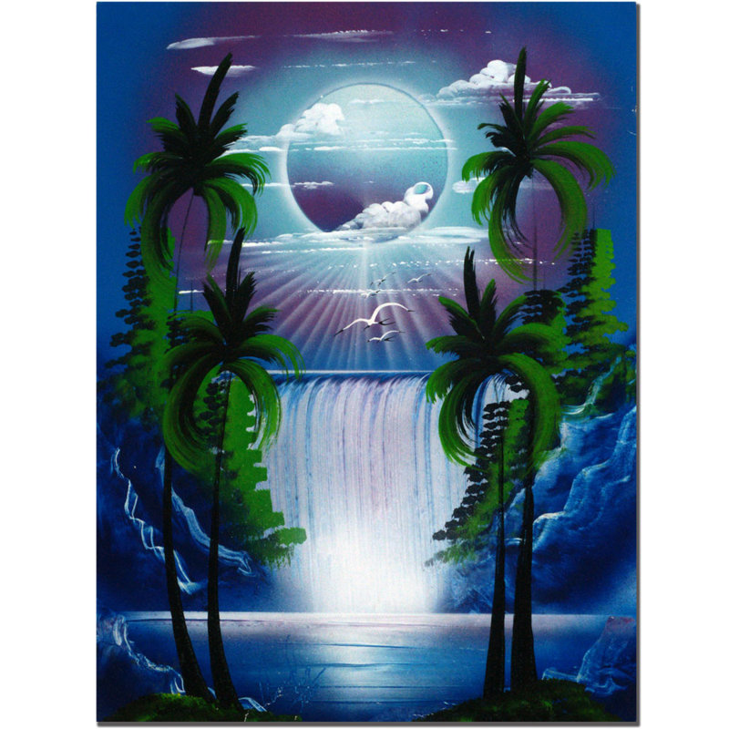 « moon over the cascade ii » par conrad, impression sur toile tendue encadrée