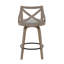 Tabouret de comptoir à hauteur fixe en bois gris clair et tissu gris - ensemble de 2