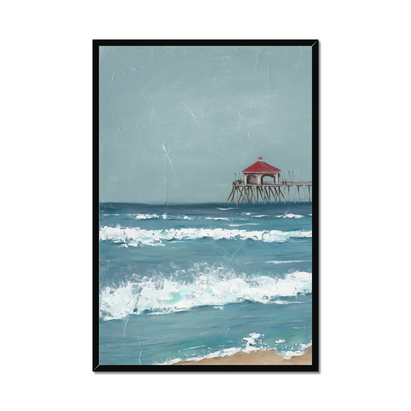 Fishing Pier Diptych I by Jade Reynolds - Painting, 95cm H x 65cm W, Black Framed Paper Print