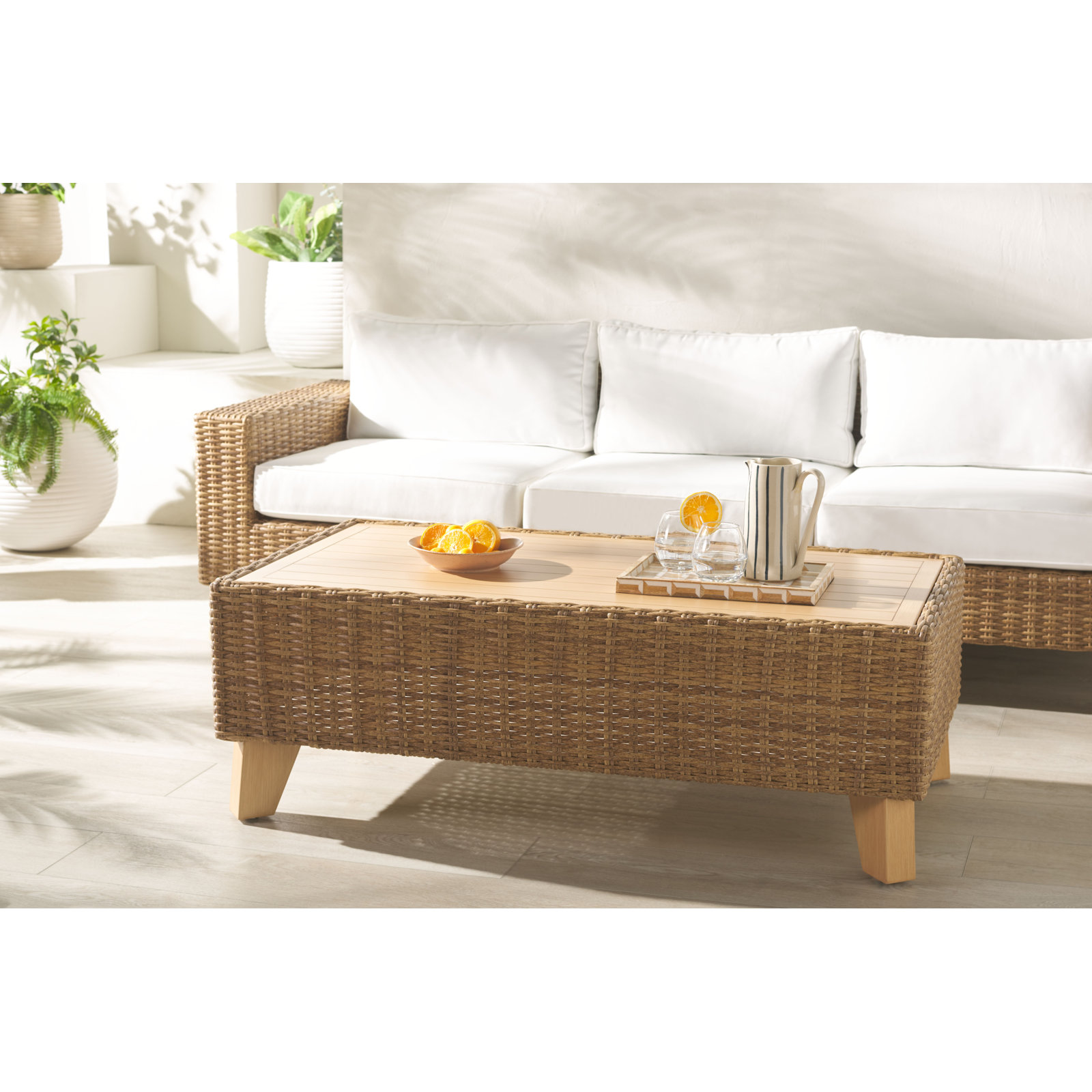 Swifton 27.6'' Aluminum Outdoor Coffee Table, Natural