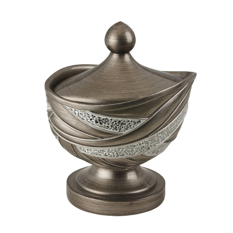 10.5" Tall Silver Polyresin Decorative Jewelry Box with Swirl Pattern