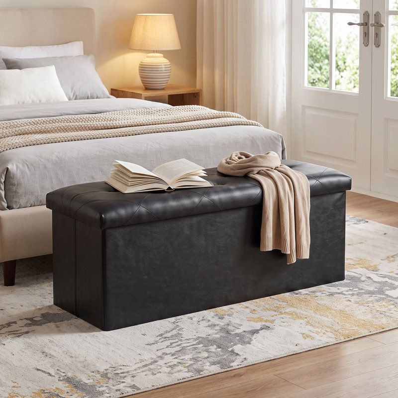 Upholstered Engineered Wood Bench, Noir, Simili cuir