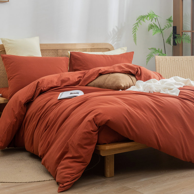 Ensemble de housse de couette 100% coton délavé Bestouch Bestouch, Housse de couette pour très grand lit et 2 taies