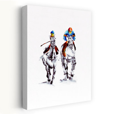 «Horse 49 Abstract Colorful Retro Horse Portrait Landscape», reproduction d'art mural