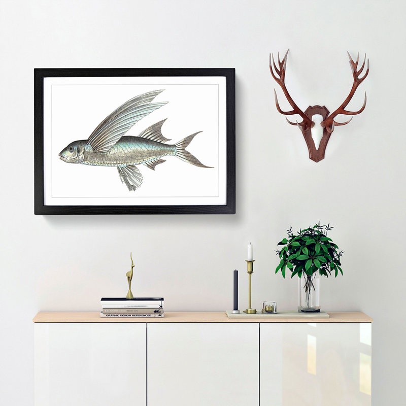 Flying Fish by George Shaw - Framed Print, 27cm H x 36cm W x 2cm D, Black Framed