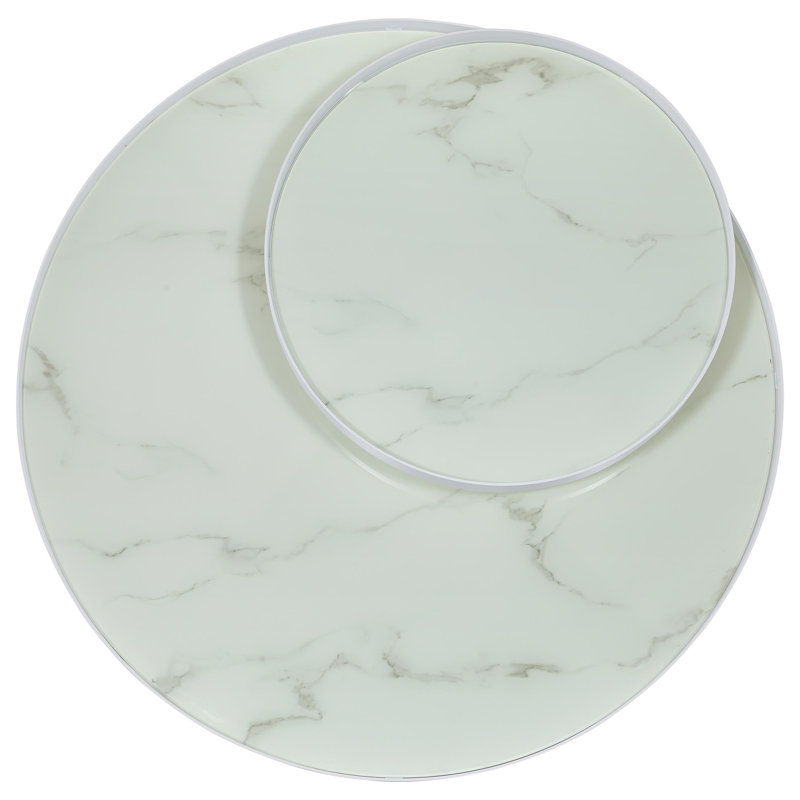 Ensemble de table basse et de bout ronde Biggs, Blanc, 3 pièces: 2 tables de bout, table basse