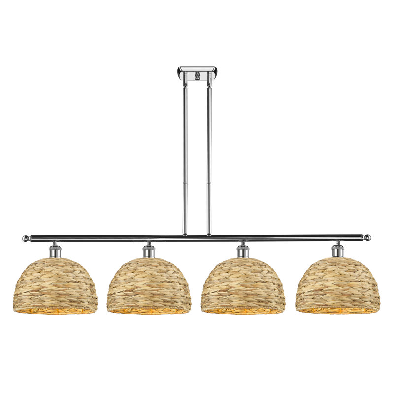 Luminaire suspendu en dôme à 4 lumières Baudilia, H 12 po x l 50 po x P 12 po, Chrome poli