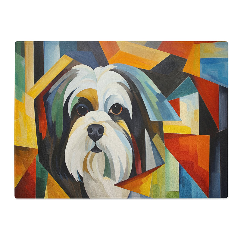 Shih Tzu Cubism  Glass Chopping Board