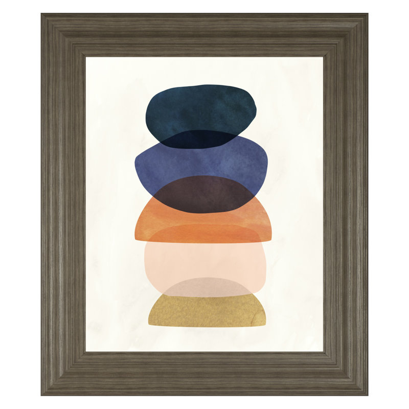 Art mural Stacked Pebbles - 22 po x 26 po - Cadre brun