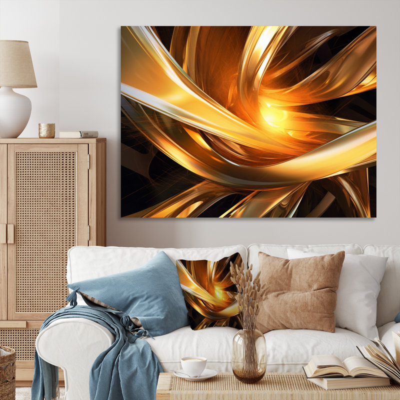 Or noir fractal Tide III - impression, H 30 po x l 40 po x P 1,5 po, Toile tendue