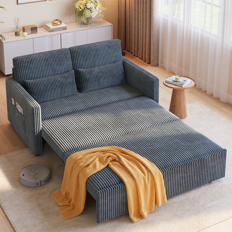 Canapé-lit inclinable 3-en-1 avec coussins et poches latérales Modern, Gris foncé