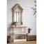 Console 35,5 po x 14 po x 32 po en bois vieilli blanc et naturel, console de style champêtre