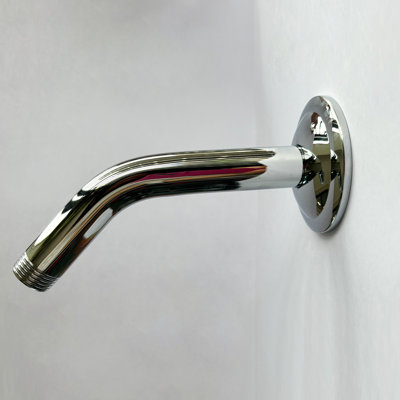 Shower Arm 6.3 x 4.7 x 1.4 Inch Stainless Steel 1 Piece Chrome 1/2 Inch NPT Threads Wall Mount