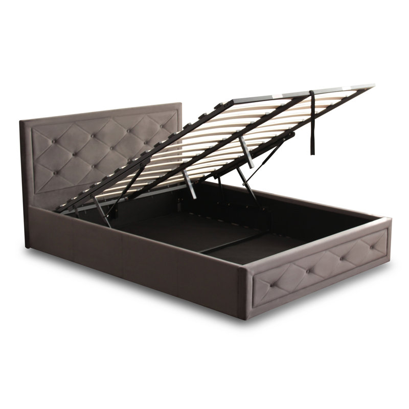 Kurtz Upholstered Ottoman Storage Bed with Mattress, Dove Grey, Double (4'6)