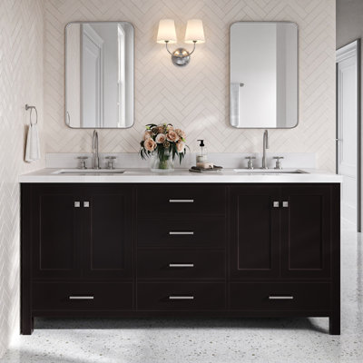 Cambridge 73'' Double Bathroom Vanity with White Quartz Top