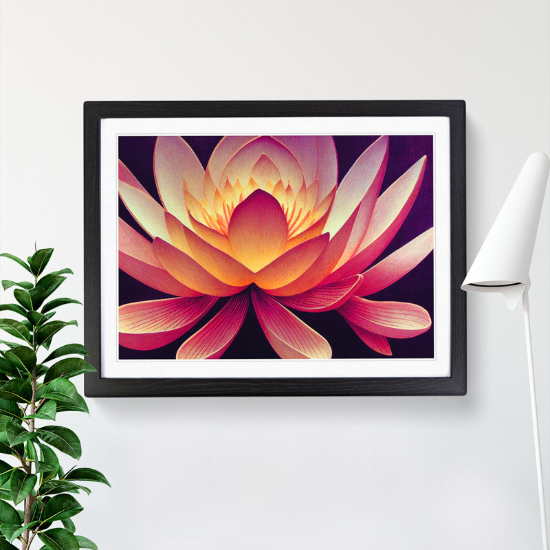 Incredible Lotus Flower 1 Piece Single Picture Frame Wall Art, 25cm H x 34cm W x 2cm D, Black
