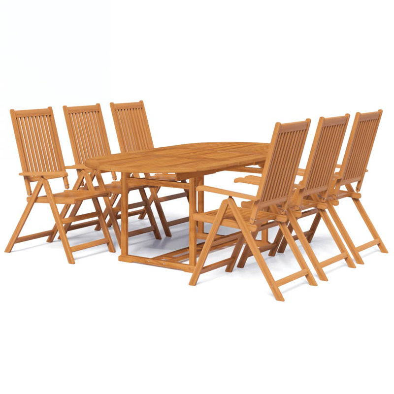 Hines 6 - Person Acacia Wood Patio Dining Set with Oval Table