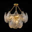 Lustre en verre doré 9 lumières Claridge avec panneaux en verre transparent texturé et chaîne réglable