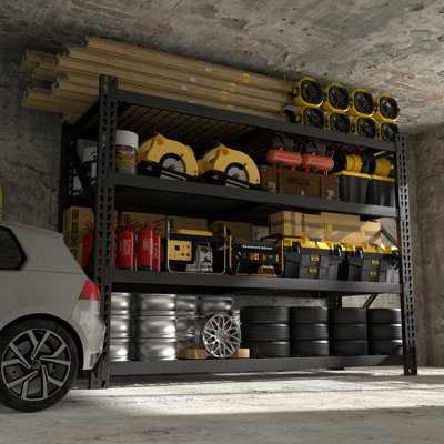 84" H X 72" W X 24" D Heavy-Duty Metal Shelving- Adjustable Storage Rack For Garage, Warehouse