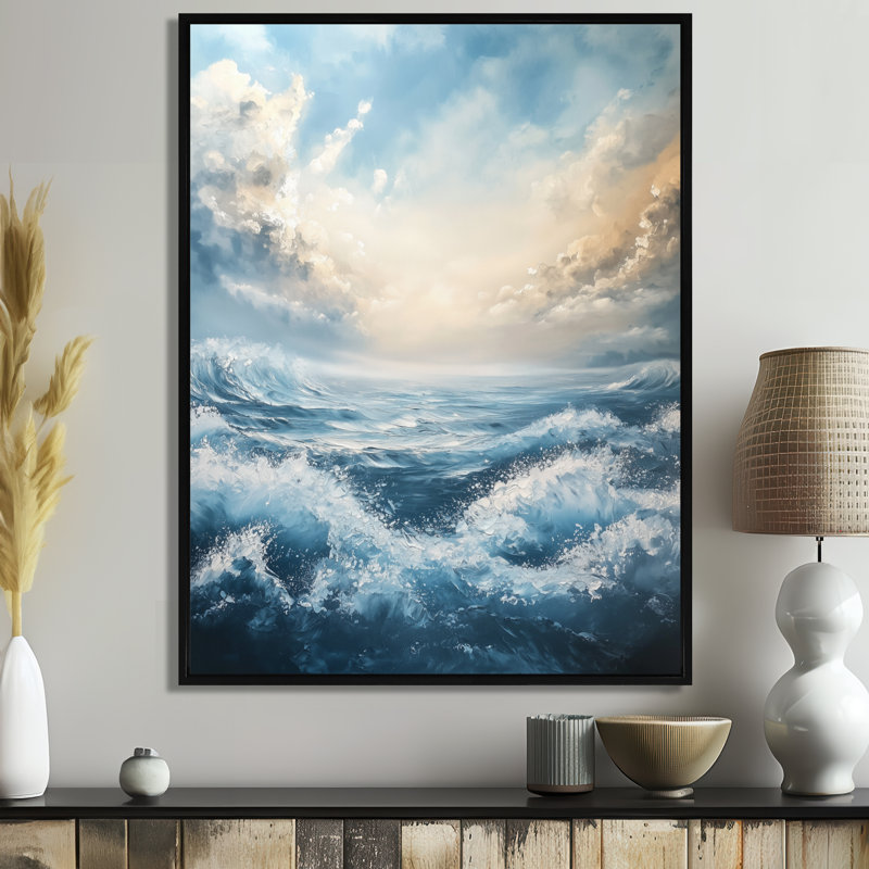 «Aulda Parallel Beach Of Abstract Coastal Landscape I - Minimalisme», reproduction d'art sur toile encadrée, Noir