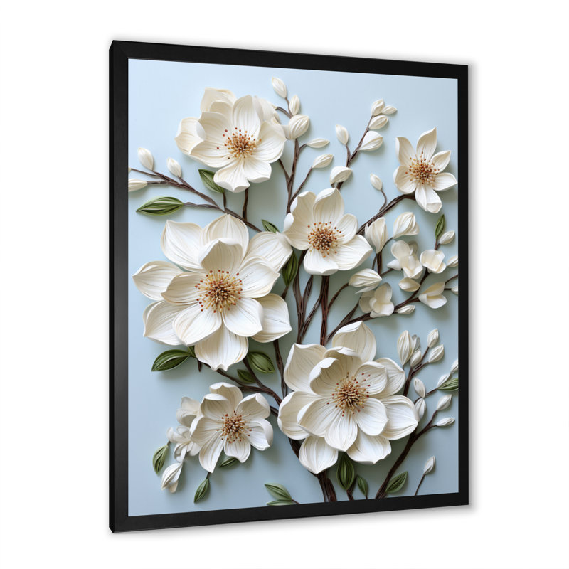 Dogwood Field Pointillism Collage IV sur toile, H 44 po x l 34 po x P 1,5 po, Cadre photo noir