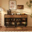 Buffet en bois massif noir et noyer-864250190