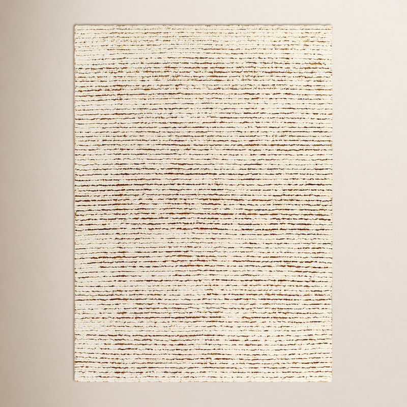 Gillian Striped Handmade Area Rug in Cream/Camel, Rectangle 10' x 14'