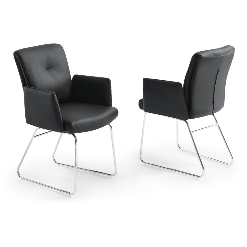 Fauteuil capitonné Inscoe Droitwich, Noir, Chrome chrome