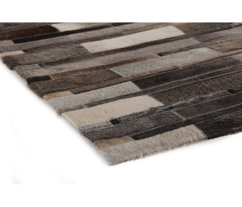 Natural Hide Cowhide Geometric Area Rug in Gray, Rectangle 9'6" x 13'6"