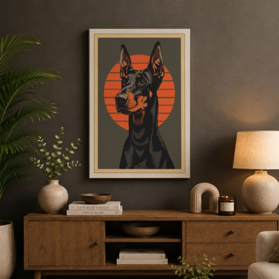 Doberman Rising Geometric - Wrapped Canvas
