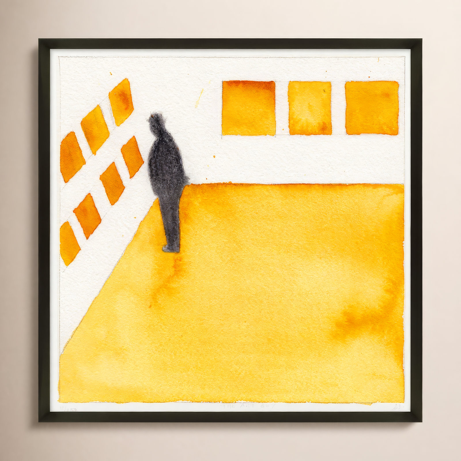 Art Guy Painting by Simon Schneiderman, Black Framed, 16" H x 16" W
