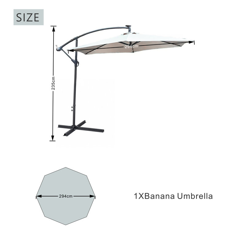 PAU 294cm Lighted Cantilever Parasol, Beige