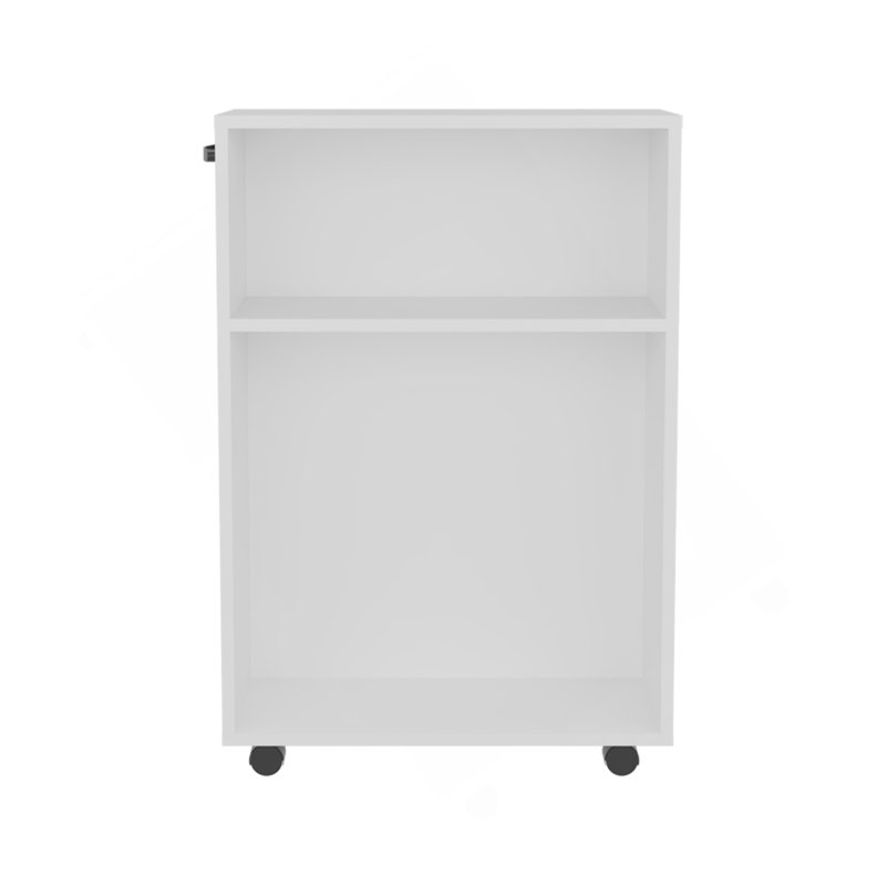 Chariot de rangement roulant Concho, conception compacte et polyvalente pour faciliter l'organisation de la salle de bain et de la maison, blanc