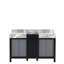 Black And Grey Double Bath Vanity 55 In. W X 22 In. D, With Castle Grey Marble Top-117984760