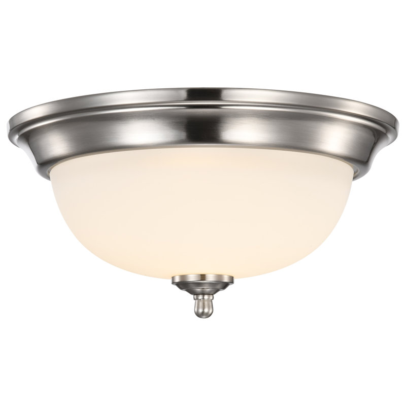 Plafonnier encastré en verre Megham, Nickel brossé, H 6,38 po x l 13 po x P 13 po