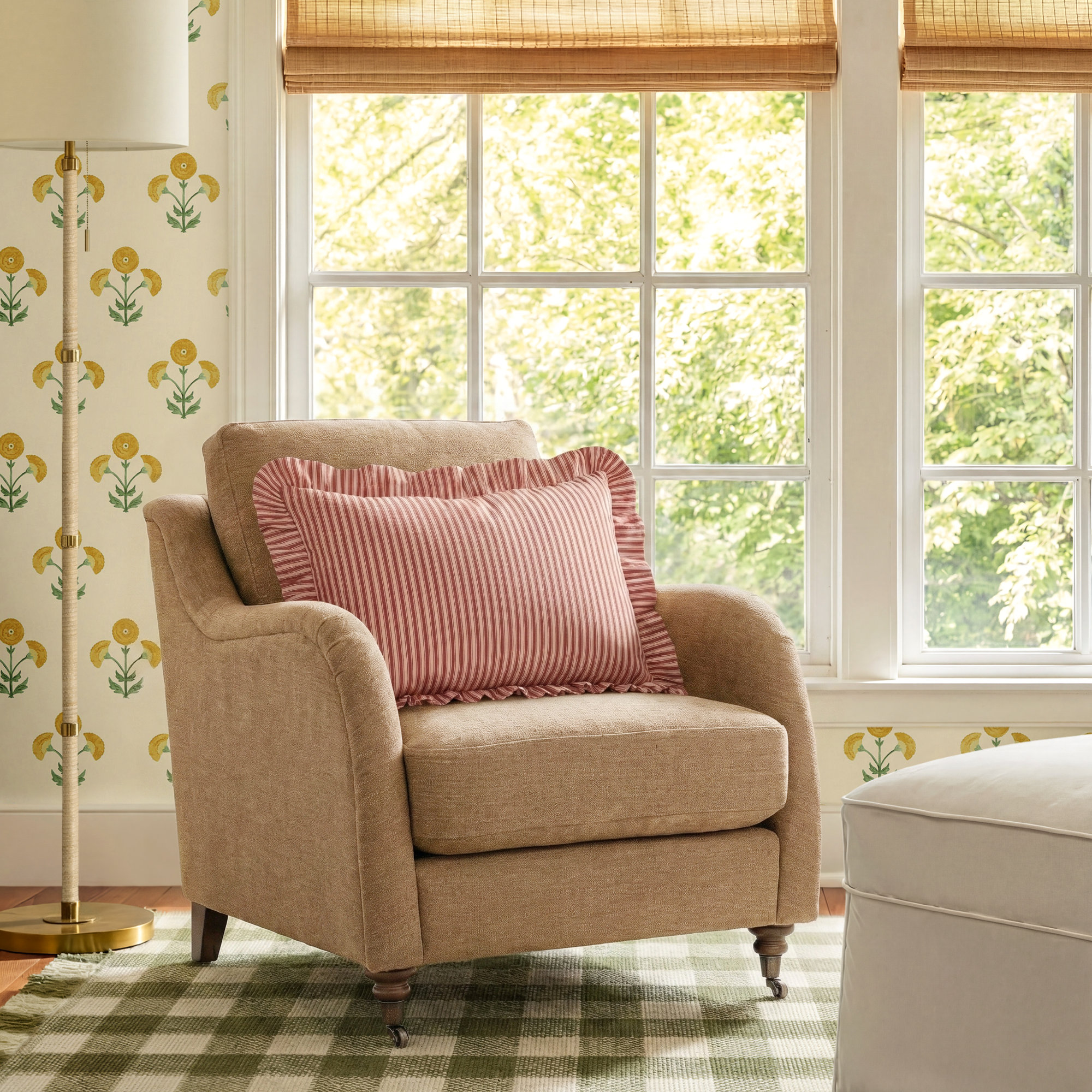 Lynne Upholstered Armchair, Ochre Polyester Blend