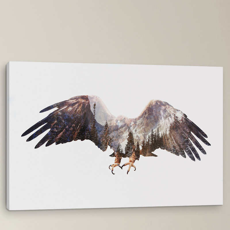 " Arctic Eagle " by Andreas Lie, 18" H x 26" W x 1.5" D, Black Framed Canvas, No Mat