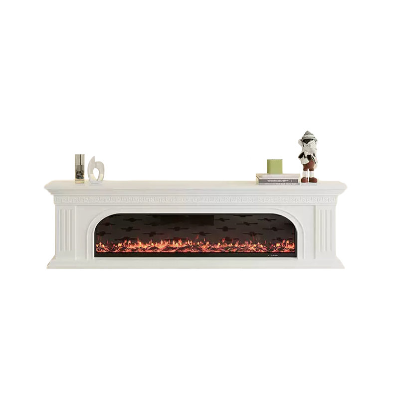 White Solid  Wood TV Cabinet Fireplace, 27.56" H x 78.74" W x 12.6" D, White
