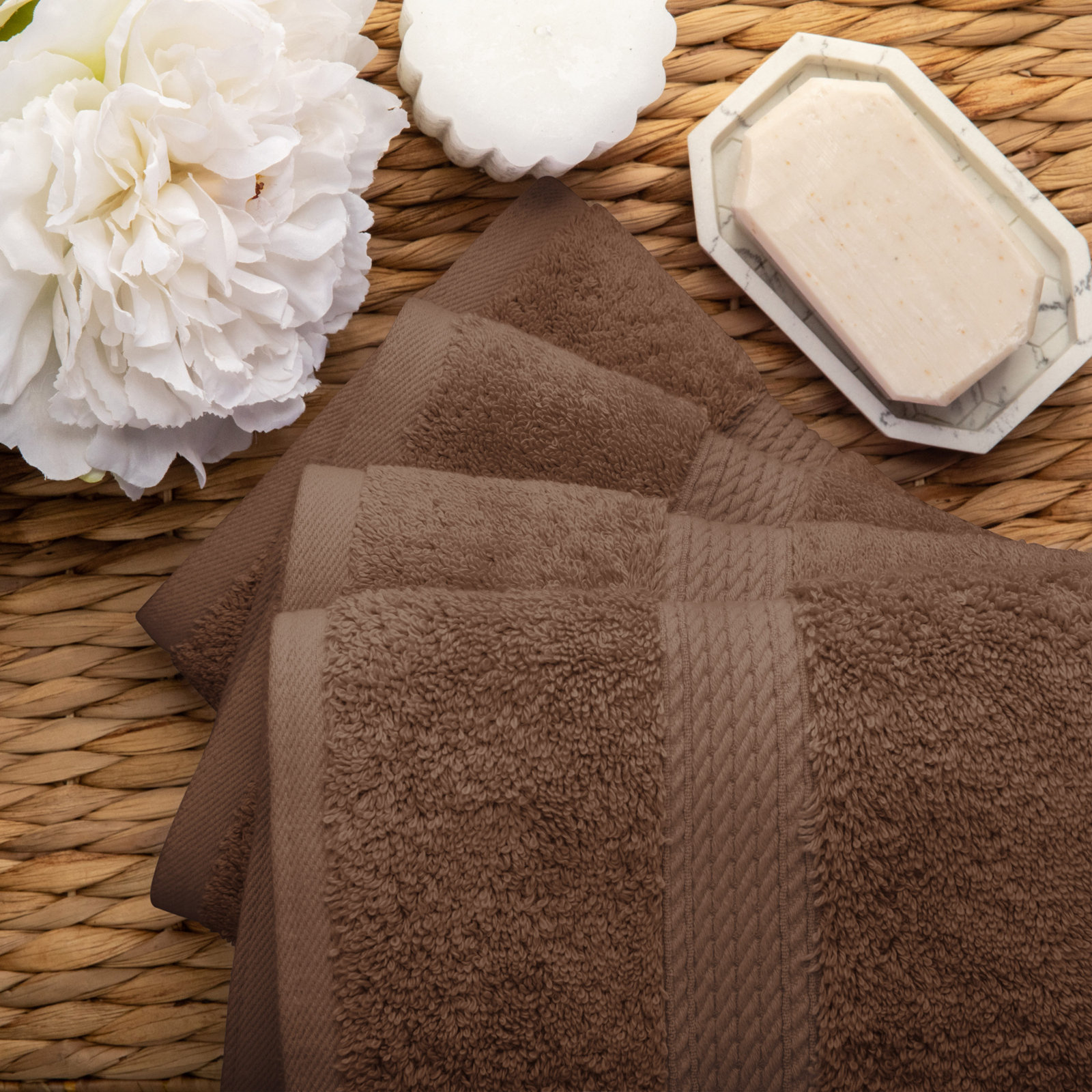 Egyptian Cotton Hand Towels, Chocolate