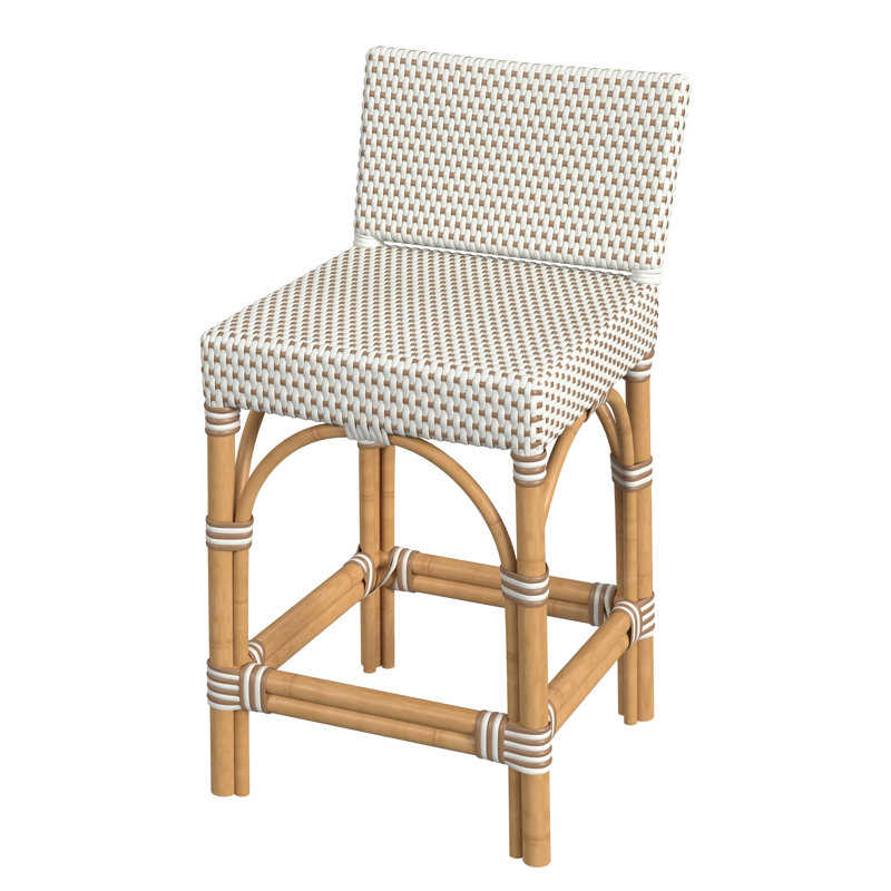 Amalfi 24.5 in. Seat Height Outdoor Counter Stool, Beige/White, White/Black