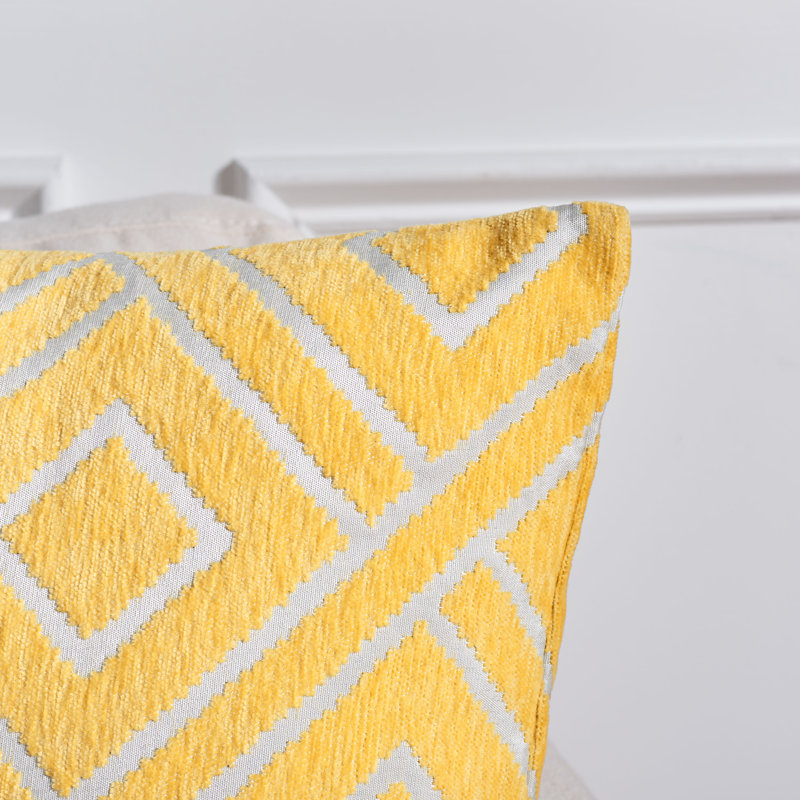 Triska Square Pillow Cover & Insert, Yellow
