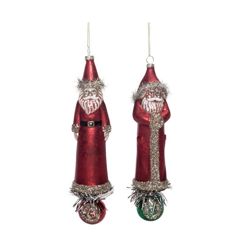  Ensemble de 2 décorations de Noël pour Noël en forme de verre Old World