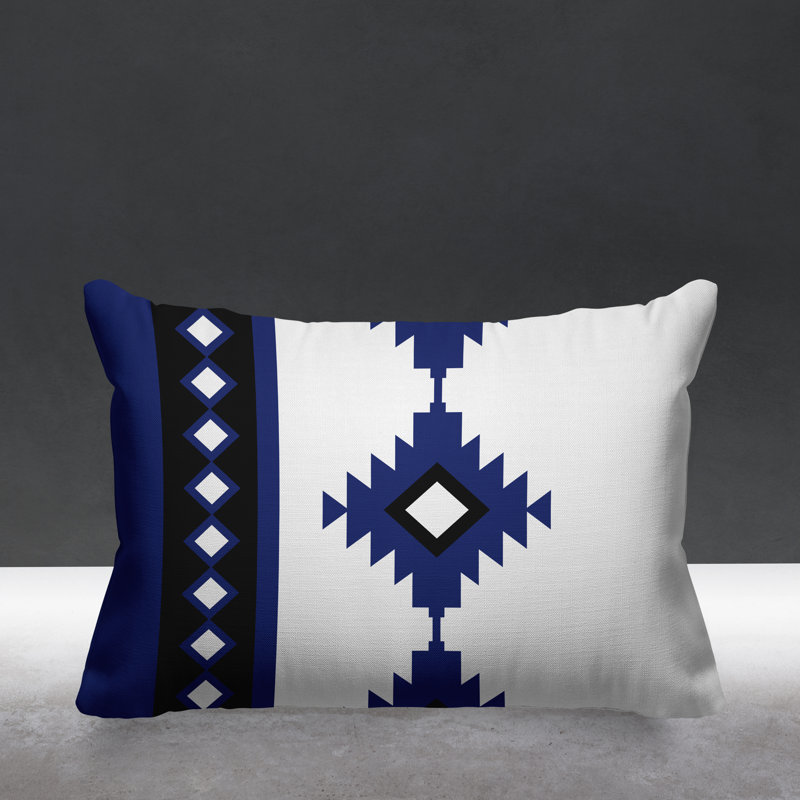 Coussin intérieur / extérieur Carlos Southwestern, Bleu marine