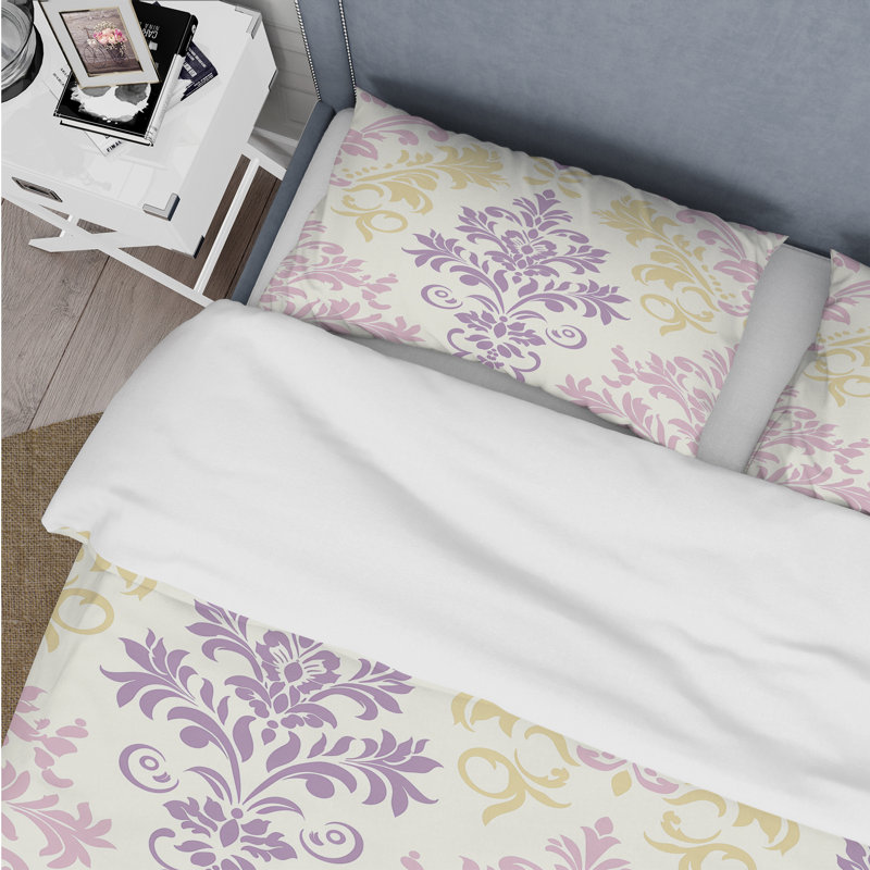 Ensemble de housse de couette Damask Blush, Housse de couette simple + 2 taies décoratives st