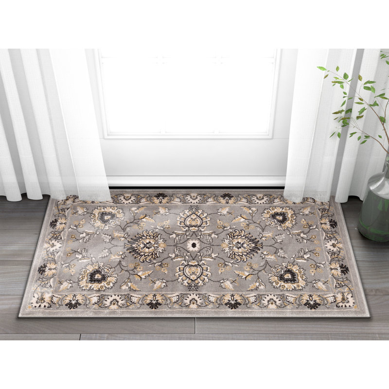 Delatorre Traditional Oriental Persian Grey Rug, Rectangle 67 x 120cm