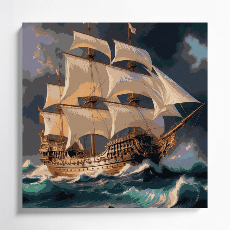 Art mural sur toile, "Nautical Galion", H 16 po x l 16 po