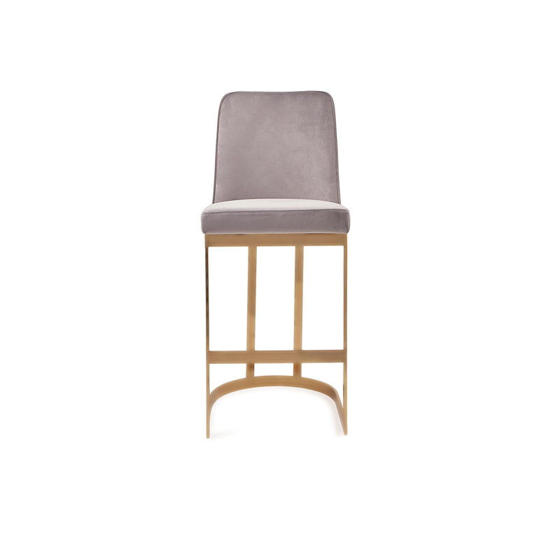 Tabouret de bar, Tabouret de comptoir (siège d'une hauteur de 27 p, Gris / cadre doré