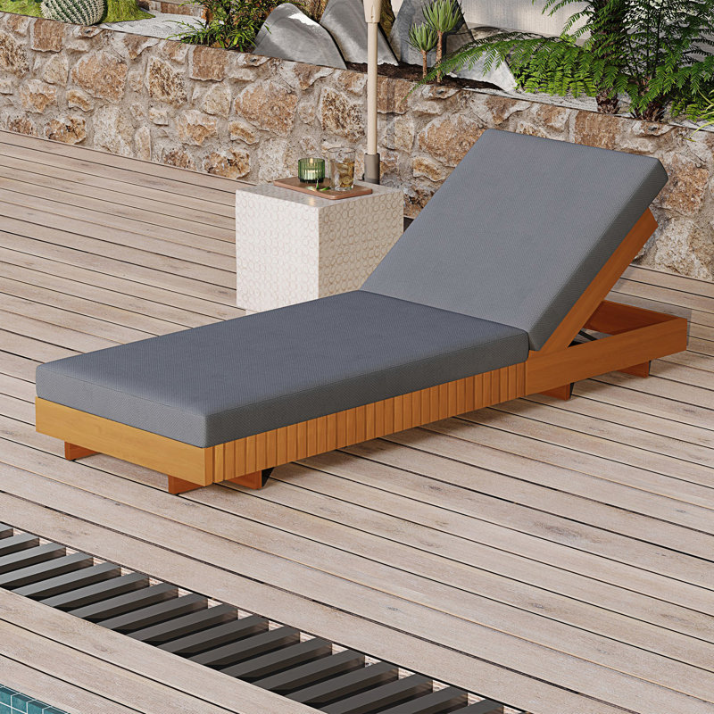 Lounge Chaise Set With Lounge Cushion, Dark Gray