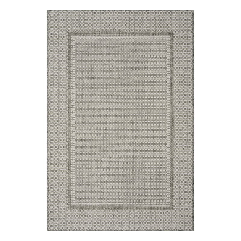 Geometric Gray/White Indoor/Outdoor Area Rug, Rectangle 3' x 5'