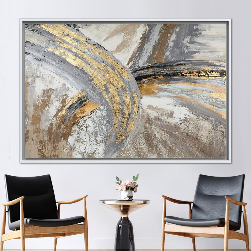 Abstract Wall Art - Contemporary Canvas Decor for Modern Homes, White, Framed Print without Mat, 20 cm H x 30 cm W